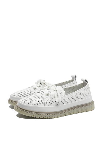 PASS Collection Comfortable Shoes Pass Collection with perforations and decorative bow, white leather