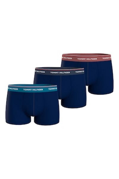 Tommy Hilfiger , Set de boxeri cu banda cu logo in talie - 3 perechi, Albastru, L