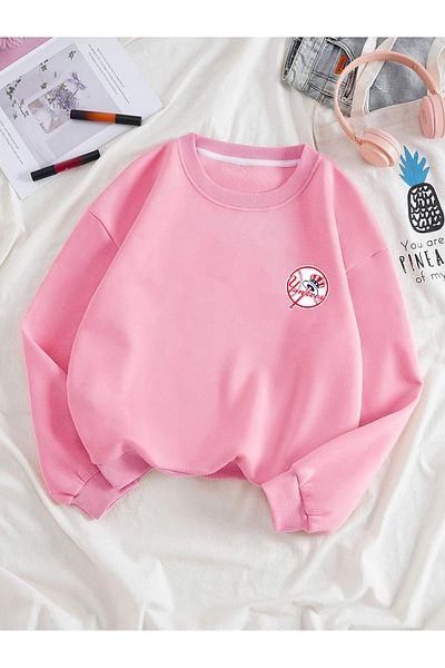 StartMore Pink Unisex Women/Men Ny Colorful Oversize Crew Neck Cotton