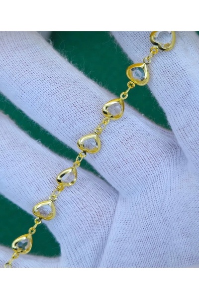 charmove ile kendinizi şımartın Heart Zircon Stone Gold Color Bracelet 18 cm