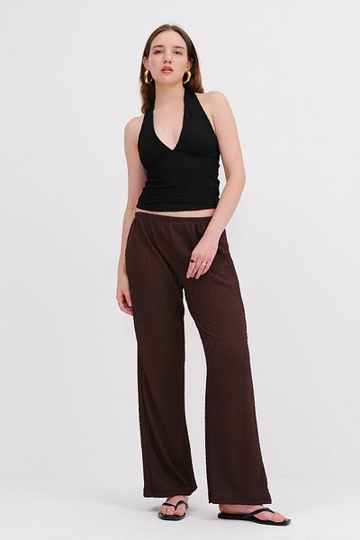 Addax Pantaloni texturați cu talie elastică PN0546-L6