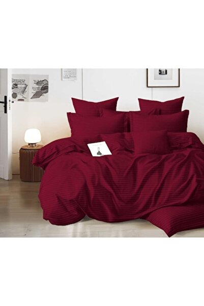 OEM Double bedding set, Damask, Elastic Sheet, 6 pieces, 2 persons, 180x200cm, Bordeaux
