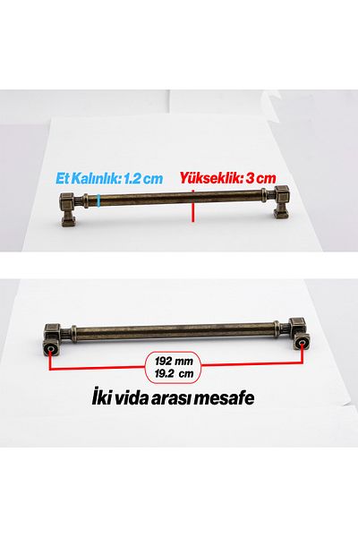 Badem10 Metal 192 mm 19,2 cm Talas Antic Galben Mobilier antic Sertar de bucătărie Mâner dulap Mâner
