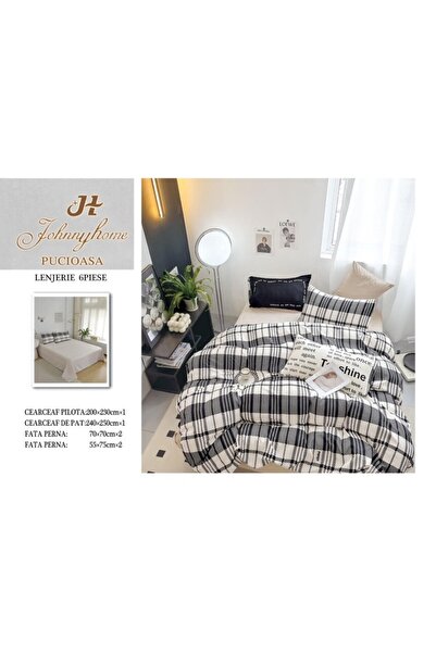 OEM Double bed linen with elastic, 6 pieces, 2 people, 240X250cm, Superior Finet, Checkered Print,