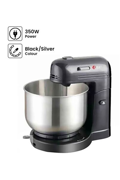 DLC PowerMix 350W Electric Stand Mixer – Black/Silver