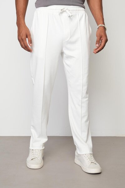 STYLE BOSS Beyaz Baggy Fit Erkek Çımalı Pantolon E1027