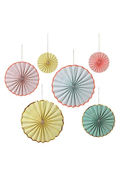 Meri Meri - Pastel & Neon Stripe Pinwheel Decorations - Pastel & Nekor Decor Wheels