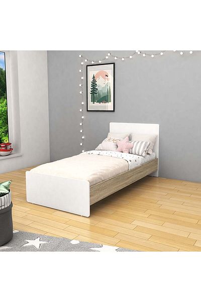 Danube Home Kinder 90x200 Single Bed - White & Sonoma Oak L205xW96xH90cm