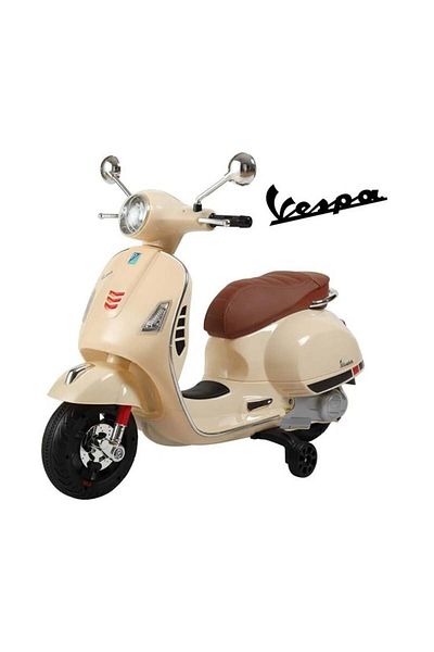 divendi-ro Vespa electric scooter, 6V, 3-6 years, 30 kg, Leather and Led headlights, beige