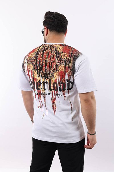 STOCX Men's Oversize Printed T-Shirt - Overload Text Detail