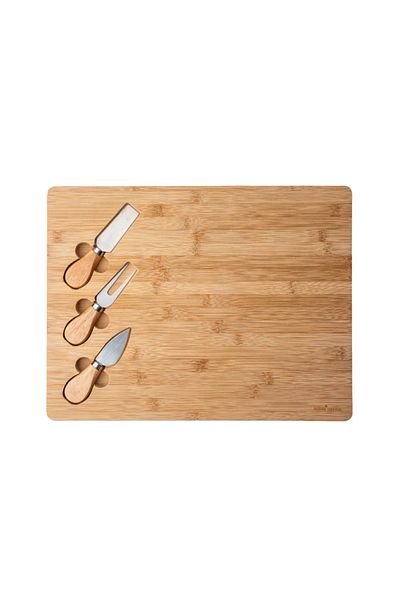 ALTOM DESIGN Platou de servire brânzeturi Altom, bambus, 3 cuțite, 39 x 30 cm