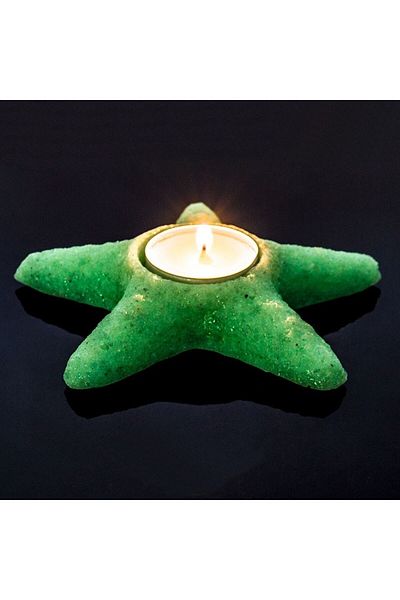OEM Suport lumânare luminescentă, stea mică, acril, diametru 4 cm, verde fosforescent