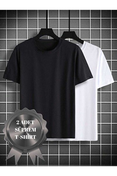 THE WHITE Σετ 2 ανδρικών μαύρων και λευκών μπλουζών