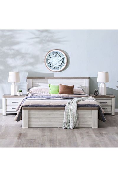 Danube Home Olivos 120x200 Single Bed - Ash Grey/Oak L219xW126xH95cm