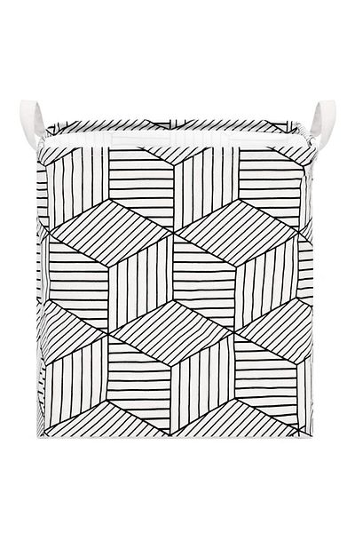 SERSIMO Cos depozitare haine sau jucarii, 40x35x25cm, bumbac si in, 35 l, alb si negru