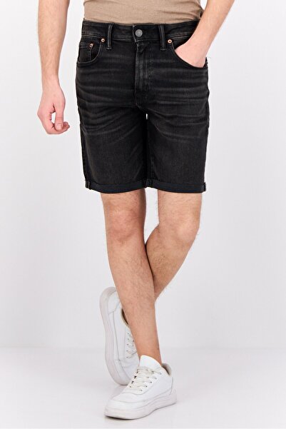 AMERICAN EAGLE شورت جينز رجالي مغسول، أسود