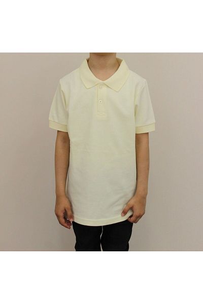 Zeta Group Tricou cu mânecă scurtă pentru copii, 100% bumbac, culoare uni, cu gât polo, galben deschis - Ecru - ILC2.SCVHPFOLP-EK