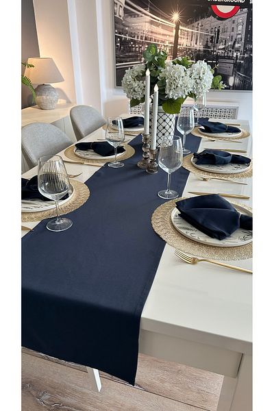 Decamor home Bumbac rezistent la pete, fără încurcături, albastru bleumarin Runner 1 buc