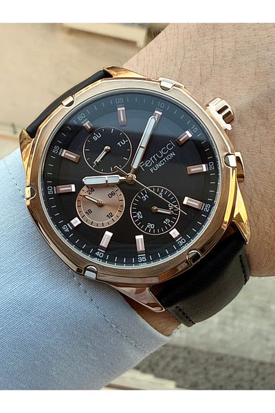 Ferrucci Indicators Active Band Leather Men Wrist Watch