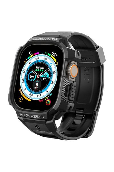 Spigen Husă pentru Apple Watch Ultra/Ultra 2 + curea, Rugged Armor Pro, X897, neagră