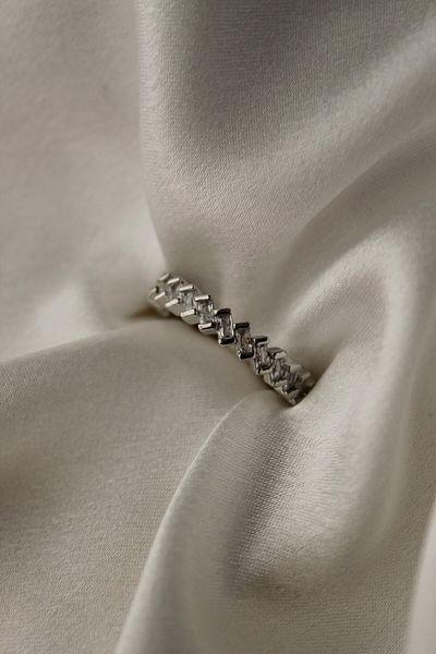 Nenya Vip Steel Baguette Zircon Stone Tamtur Zigzag Model Adjustable Model Ring
