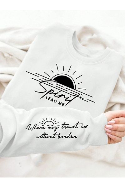 StartMore White Unisex Men/Women Sipiril Lead Me Custom Colored Oversize Crew Neck Cotton
