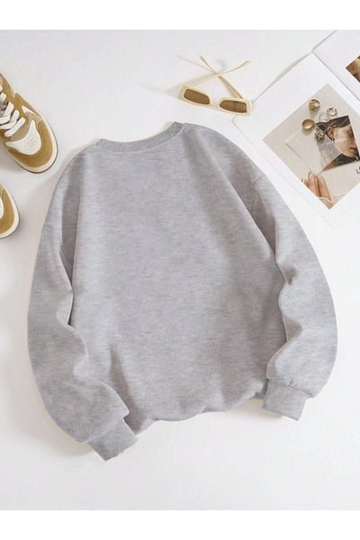 StartMore Gray Unisex Men/Women 90's Custom Colorful Oversize Crew Neck Cotton