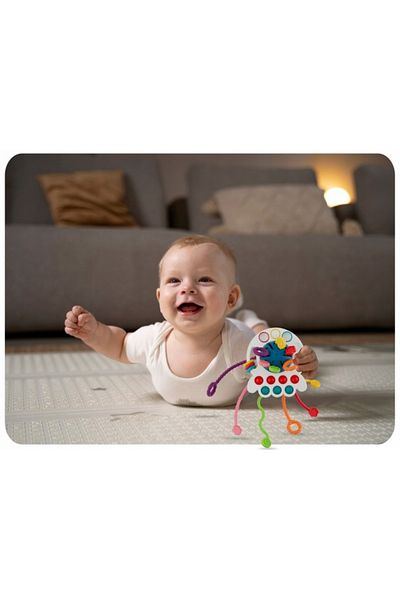 Ricokids Pull Strings sensory teething toy for babies, Montessori multifunctional, with c