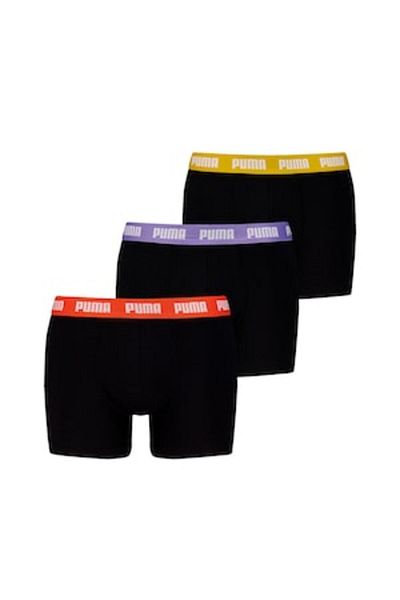 Puma , Set of boxers with logo waistband - 3 pairs, Black, Yellow, Violet, S