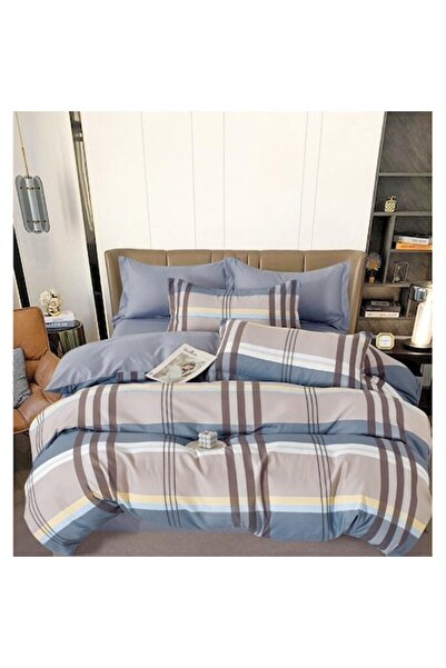 OEM Double Bed Linen, 6 Pieces, 2 Persons, 180x200cm, Finet Satin, Checkered ...