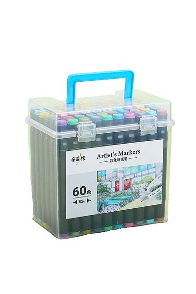 Flippy Set cutie cu 60 de markere, Flippy, markere pentru artiști, Flippy, multicolore