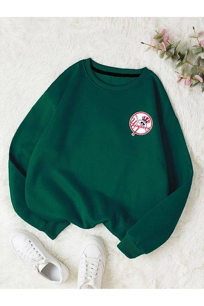 StartMore Khaki Unisex Women/Men Ny Colorful Oversize Crew Neck Cotton