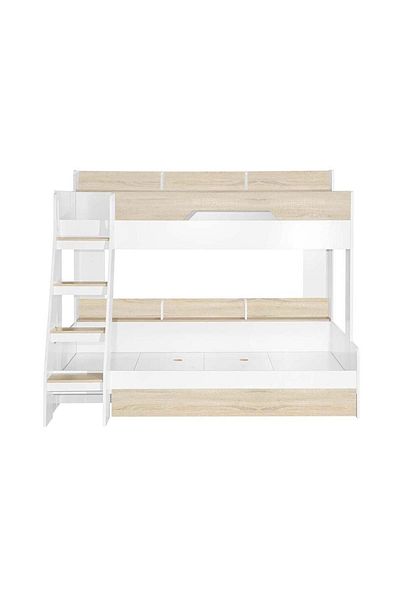 Danube Home Kinder 90/120x200 Dual Size Kids Bunk Bed w/Drawer Storage-White/Sonoma Oak L205.6xW179.2xH166.5cm