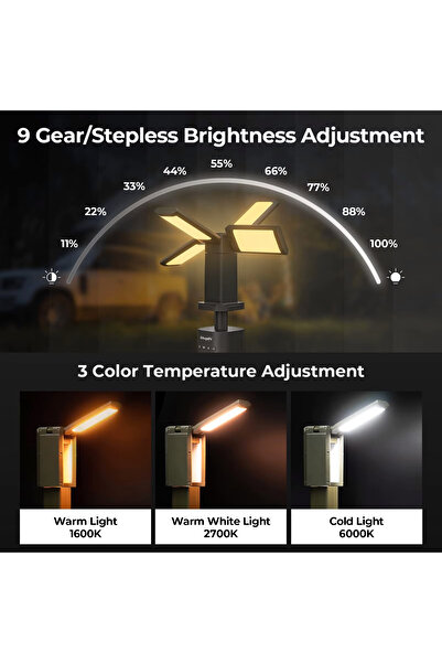 Generic Rechargeable Multifunctional Outdoor Waterproof Four Leaf Camping Light Z2 with Adjustable height