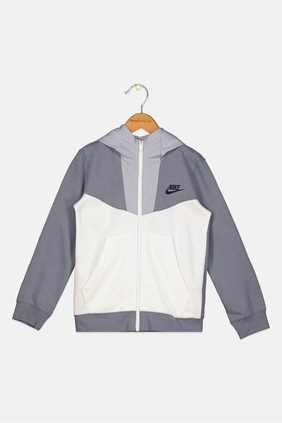 Nike Kids Boy Sportswear Fit Long Sleeve Outdoor Sweatshirt, White