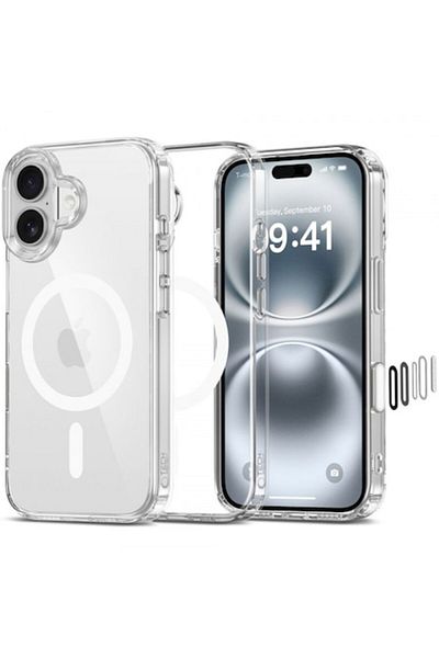 AXIO MagSafe Case for Apple iPhone 16, Flexair Hybrid Transparent