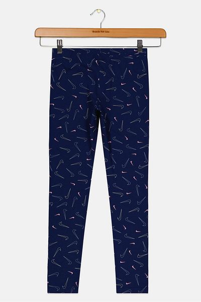 Nike Kids Girl Sportswear Fit Brand Logo Training Leggings, Navy Blue