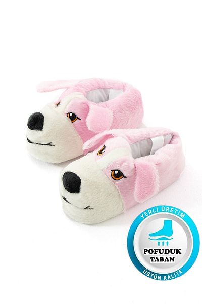 AlbiShoes حذاء نسائي منقوش على شكل كلب فروي غير قابل للانزلاق ونعل ناعم منفوش من القطيفة للشتاء، حذاء منزلي مريح