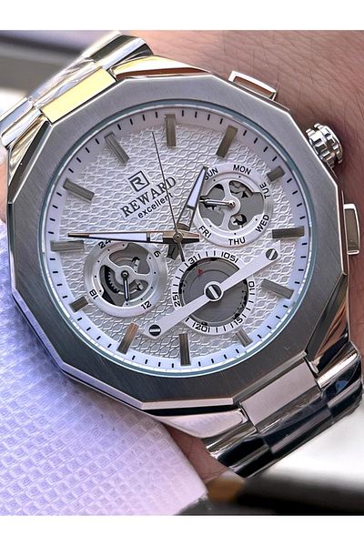 Reward Steel Cord Automatic 5 Atm Water Resistant Men Wrist Watch Vs.Blkt.0517