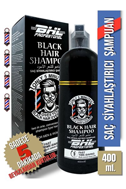 Genel Markalar Black Hair Shampoo Siyahlaştırıcı Şampuan / Saç Sakal Beyaz Kapatıcı Şampuan 400ml.