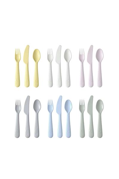 Bibilel Set 18 tacâmuri reutilizabile din plastic, fără BPA, pentru copii, culori pastelate, NON-TOXICE, Multicolore, IKA-B