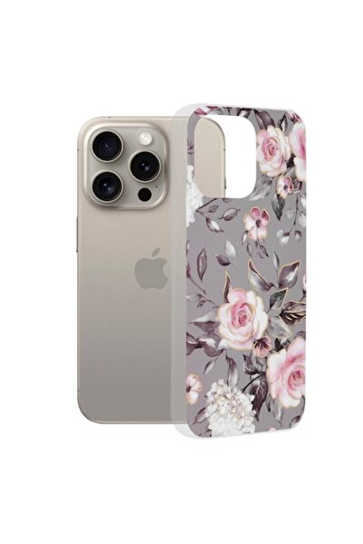 OEM Protective Case for iPhone 15 Pro Max, Lightweight, Marble Series, G691, Bloom of Ruth Gray