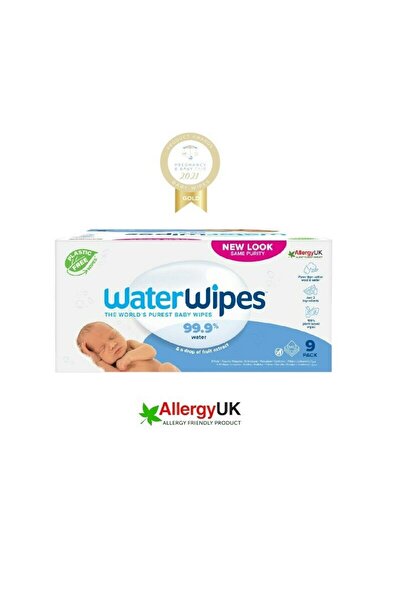 wWaterWipes Set 9 pachete servetele umede, Water Wipes, Pentru bebe, Biodegradabile, Apa, extract de fructe