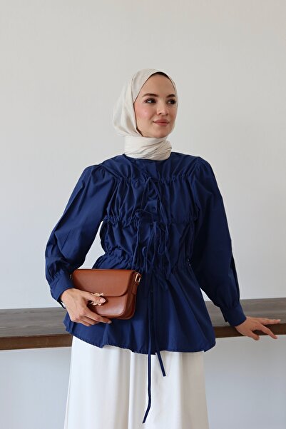 HYWONA Γυναικείο πουκάμισο με κορδόνια στο μπροστινό μέρος