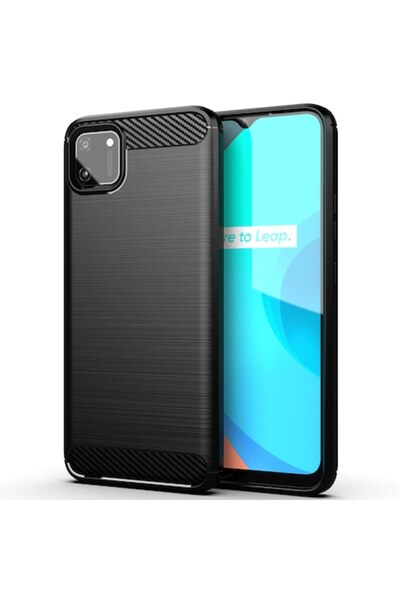 Bibilel Carcasă pentru Realme C11, Techsuit Carbon Silicone, Negru