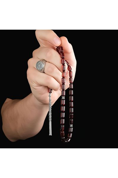 TESBİHCİBABA Baltic Pearl King Tassel Capsule Drop Amber Prayer Beads