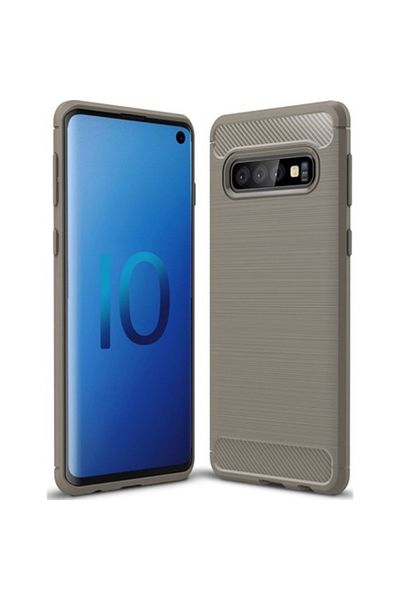 OEM Husă spate de protecție cu finisaj din carbon și silicon moale pentru Samsung Galaxy S10