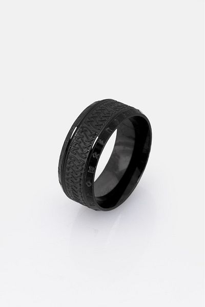 UKHWD SUPPLY 316L Steel Celtic Black Men's Ring Ka1343Sy