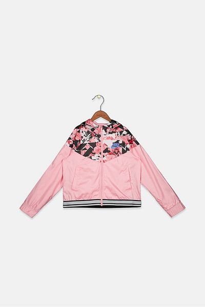 Nike Kids Girl Hooded Long Sleeve Floral Print Sweatshirt, Pink