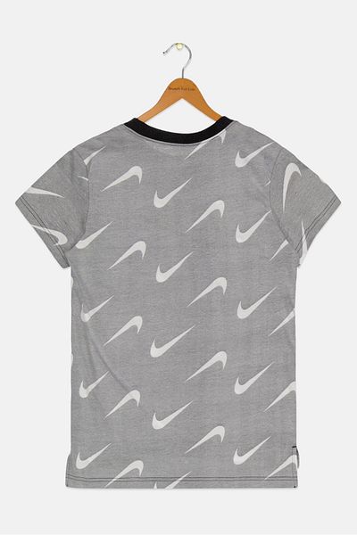 Nike Kids Girl Sportswear Fit Brand Logo Training T-Shirts, Grey Combo
